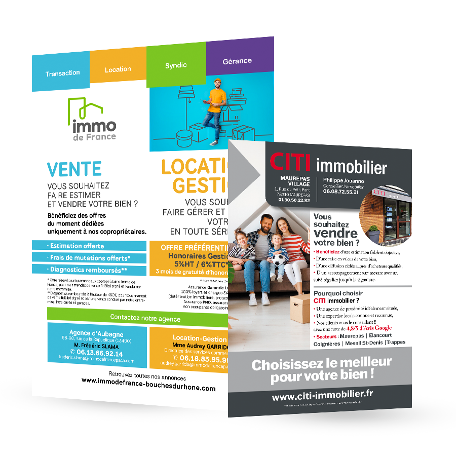 Exemples de flyers immobiliers professionnels pour agences